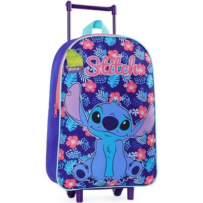 Disney Stitch Mala de cabine mala com rodas dobrável, tamanho 39 x 27 cm, 10,5 litros, 2 rodas, pega extensível mala com rodas Disney Stitch Mala de cabine mala com rodas dobrável, tamanho 39 x 27 cm, 10,5 litros, 2 rodas, pega extensível mala com rodas