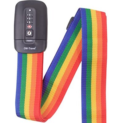 OW-Travel Correia TSA para malas, correia mala arco-íris OW-Travel Correia TSA para malas, correia mala arco-íris