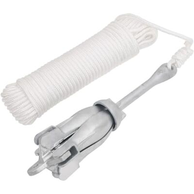 vidaXL Âncora dobrável com corda de ferro maleável prateado 8 kg vidaXL Âncora dobrável com corda de ferro maleável prateado 8 kg