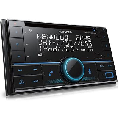 Kenwood Rádio digital cristalina DPX-7300DAB. Tecnologia Bluetooth para mãos livres, possibilidade de usar o smartphone como controlo remoto, compatível com Alexa, preto com ecrã multicolorido Kenwood Rádio digital cristalina DPX-7300DAB. Tecnologia Bluetooth para mãos livres, possibilidade de usar o smartphone como controlo remoto, compatível com Alexa, preto com ecrã multicolorido