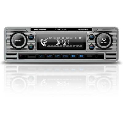 Caliber RMD120DAB-BT Rádio de carro com Dab e Bluetooth aspeto retro cromado Caliber RMD120DAB-BT Rádio de carro com Dab e Bluetooth aspeto retro cromado