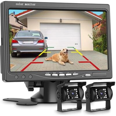 podofo Kit de câmera Traseira de 17,8 cm com 2 Câmeras Traseiras, Kit de câmera Traseira com 18 LEDs IR de Visão Noturna IP68 à Prova d'Água Câmera Traseira para caminhão, RV, Ônibus 9V-35V' podofo Kit de câmera Traseira de 17,8 cm com 2 Câmeras Traseiras, Kit de câmera Traseira com 18 LEDs IR de Visão Noturna IP68 à Prova d'Água Câmera Traseira para caminhão, RV, Ônibus 9V-35V'