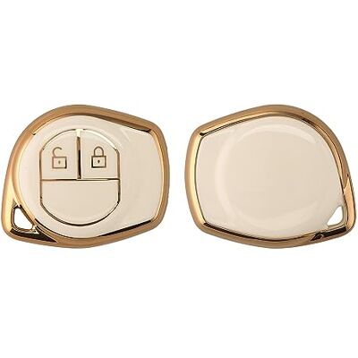 kwmobile Capa para comando compatível com Suzuki chave de carro de 2 botões capa para chaves de carro em TPU com botões branco/dourado kwmobile Capa para comando compatível com Suzuki chave de carro de 2 botões capa para chaves de carro em TPU com botões branco/dourado