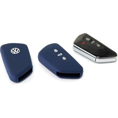 Volkswagen Capa de silicone para chave do Golf 8 VIII, 3 botões com logótipo da , cor azul-escuro Volkswagen Capa de silicone para chave do Golf 8 VIII, 3 botões com logótipo da , cor azul-escuro