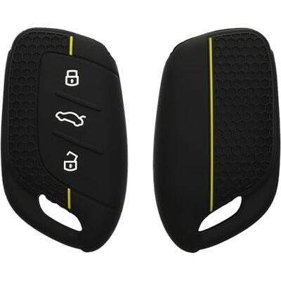 kwmobile Capa compatível com porta-chaves de MG 3 botões ZS MG4 MG5 MG6 capa capa para comando de carro de silicone preto / amarelo kwmobile Capa compatível com porta-chaves de MG 3 botões ZS MG4 MG5 MG6 capa capa para comando de carro de silicone preto / amarelo