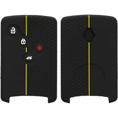 kwmobile Capa compatível com porta-chaves da Renault chave de carro de 4 botões (apenas Keyless Go) capa capa para comando de carro de silicone preto / amarelo kwmobile Capa compatível com porta-chaves da Renault chave de carro de 4 botões (apenas Keyless Go) capa capa para comando de carro de silicone preto / amarelo