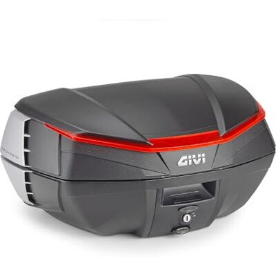 GIVI BAULE Bauletto Moto, Negro, Sistema Wingflow con 4 Aletillas Plateadas (NEGRO ROJO) GIVI BAULE Bauletto Moto, Negro, Sistema Wingflow con 4 Aletillas Plateadas (NEGRO ROJO)