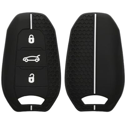 kwmobile Capa compatível com porta-chaves Peugeot Citroen chave de carro Smartkey capa capa de comando de carro de silicone preto / branco kwmobile Capa compatível com porta-chaves Peugeot Citroen chave de carro Smartkey capa capa de comando de carro de silicone preto / branco