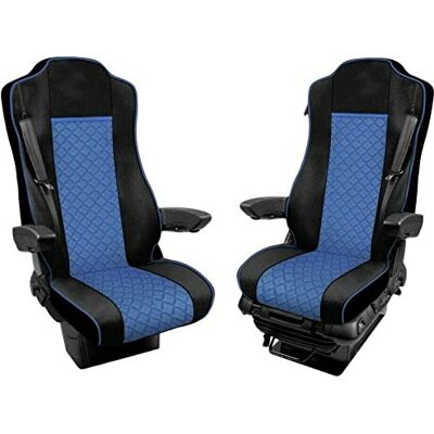 Desconocido Conjunto de capas de assento de couro ecológico 1 + 1 para camiões assentos de carro, capas de assento para Actros MP4 preto e azul Desconocido Conjunto de capas de assento de couro ecológico 1 + 1 para camiões assentos de carro, capas de assento para Actros MP4 preto e azul