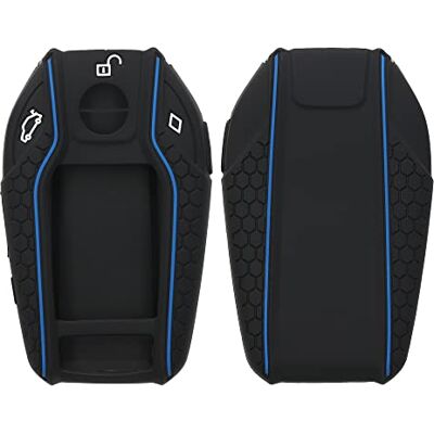 kwmobile Capa compatível com porta-chaves de BMW chave de carro com ecrã capa capa de comando de carro de silicone preto / azul kwmobile Capa compatível com porta-chaves de BMW chave de carro com ecrã capa capa de comando de carro de silicone preto / azul