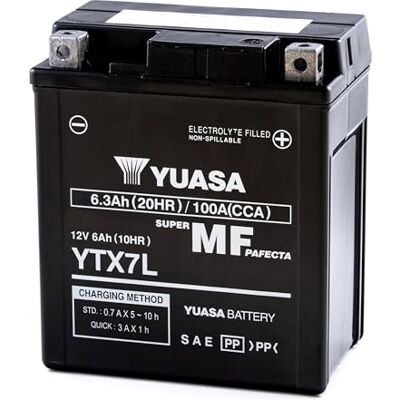 Yuasa YTX7L 12V 100 CCA Bateria Moto AGM VRLA sem mantenim. 6,3 Ah, 2,5 kg, resistente. Vibrações melhoradas, ideais para motos e ATVs Yuasa YTX7L 12V 100 CCA Bateria Moto AGM VRLA sem mantenim. 6,3 Ah, 2,5 kg, resistente. Vibrações melhoradas, ideais para motos e ATVs