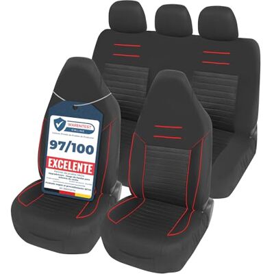 Upgrade4cars Capas para assentos de carro com apoio de cabeça incorporado universal preto e vermelho Capa universal Protetor de assento dianteiro para dianteiro e traseiro Apto para la mayoría de coches lavable a 30 grados transpirable & práctic Upgrade4cars Capas para assentos de carro com apoio de cabeça incorporado universal preto e vermelho Capa universal Protetor de assento dianteiro para dianteiro e traseiro Apto para la mayoría de coches lavable a 30 grados transpirable & práctic