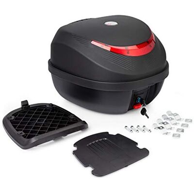 A-pro Top Case baú Moto universal caixa 30L Scooter porta-bagagens suporte preto A-pro Top Case baú Moto universal caixa 30L Scooter porta-bagagens suporte preto