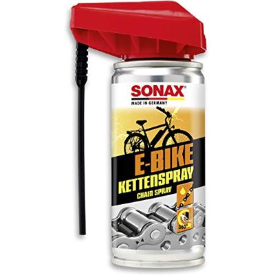 SONAX E-BIKE Spray (100 ml) cuidado para cadenas de bicicletas eléctricas, con EasySpray. Repelente al agua, previene la corrosión N.° 00 SONAX E-BIKE Spray (100 ml) cuidado para cadenas de bicicletas eléctricas, con EasySpray. Repelente al agua, previene la corrosión N.° 00