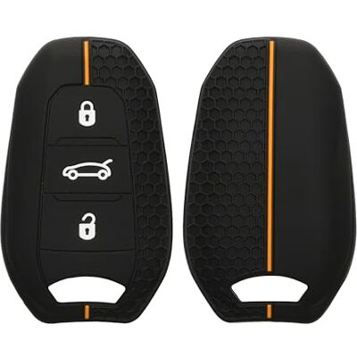 kwmobile Capa compatível com porta-chaves Peugeot Citroen chave de carro Smartkey capa capa de comando de carro de silicone preto / laranja kwmobile Capa compatível com porta-chaves Peugeot Citroen chave de carro Smartkey capa capa de comando de carro de silicone preto / laranja