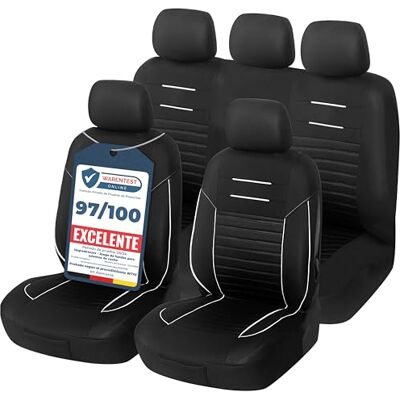 Upgrade4cars Capas para assentos de carro universais preto e branco Cobre universal Protetor de assento dianteiro para dianteiro e traseiro Acessórios de interior decoração Apto para la mayoría de coches Lavable a 30 grados fácil de cuidar & a Upgrade4cars Capas para assentos de carro universais preto e branco Cobre universal Protetor de assento dianteiro para dianteiro e traseiro Acessórios de interior decoração Apto para la mayoría de coches Lavable a 30 grados fácil de cuidar & a