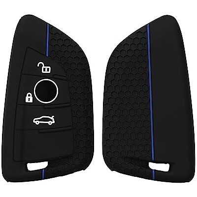 kwmobile Capa compatível com porta-chaves de BMW chave de carro smart key de 3 botões capa capa para comando de carro de silicone preto / azul kwmobile Capa compatível com porta-chaves de BMW chave de carro smart key de 3 botões capa capa para comando de carro de silicone preto / azul