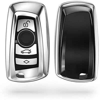 kwmobile Capa para comando compatível com BMW Comando 3 botões (Keyless Go) capa para chaves de carro com botões de TPU prateado brilhante kwmobile Capa para comando compatível com BMW Comando 3 botões (Keyless Go) capa para chaves de carro com botões de TPU prateado brilhante
