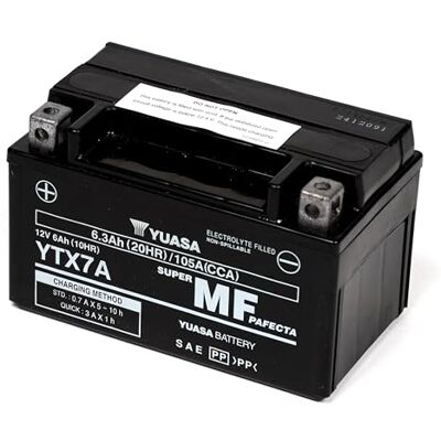 Yuasa YTX7A 12V 105 CCA Bateria Moto AGM VRLA sem mantenim. 6,3 Ah, 150 x 87 x 94 mm, 2,6 kg, terminais de latão, resistente. Vibração e corrosão Yuasa YTX7A 12V 105 CCA Bateria Moto AGM VRLA sem mantenim. 6,3 Ah, 150 x 87 x 94 mm, 2,6 kg, terminais de latão, resistente. Vibração e corrosão