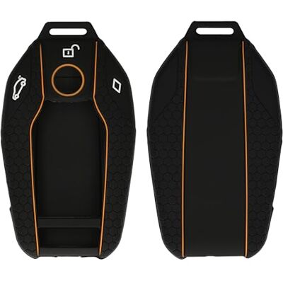 kwmobile Capa compatível com porta-chaves de BMW chave de carro com ecrã capa capa de comando de carro de silicone preto / laranja kwmobile Capa compatível com porta-chaves de BMW chave de carro com ecrã capa capa de comando de carro de silicone preto / laranja
