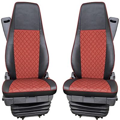 Desconocido Conjunto de capas de assento de couro ecológico 1 + 1 para camiões Scania R, cor vermelha Desconocido Conjunto de capas de assento de couro ecológico 1 + 1 para camiões Scania R, cor vermelha