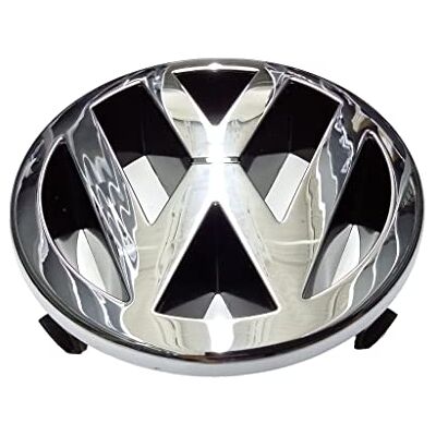 Volkswagen VW emblema de carro preto cromado LOGO VW emblema de carro 12,5 cm adereço para grade Volkswagen VW emblema de carro preto cromado LOGO VW emblema de carro 12,5 cm adereço para grade