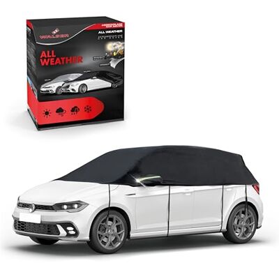 Walser Lona para carro All Weather, 100% lona impermeável para carro, cobertura semicoberta tamanho 2 carro preto Walser Lona para carro All Weather, 100% lona impermeável para carro, cobertura semicoberta tamanho 2 carro preto
