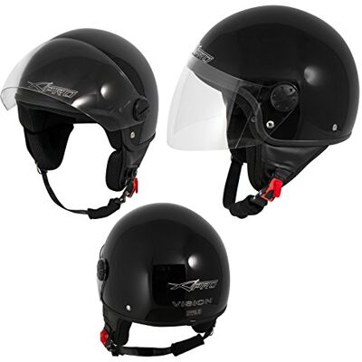 A-pro Demi Jet Capacete de Moto Scooter Urbano Homologado ECE 22 Visor Preto XL A-pro Demi Jet Capacete de Moto Scooter Urbano Homologado ECE 22 Visor Preto XL