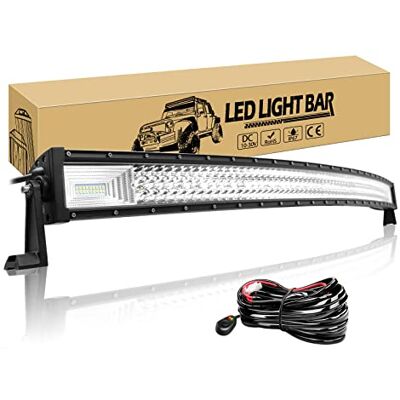 Willpower Barra LED curva 132 cm / 52in, 52 polegadas, 675 W 12 V 24 V luz Com fio, longo alcance, IP67 impermeável, 6000 K branco, para trator camião Quad SUV ATV UTV Offroad barco veículos Willpower Barra LED curva 132 cm / 52in, 52 polegadas, 675 W 12 V 24 V luz Com fio, longo alcance, IP67 impermeável, 6000 K branco, para trator camião Quad SUV ATV UTV Offroad barco veículos