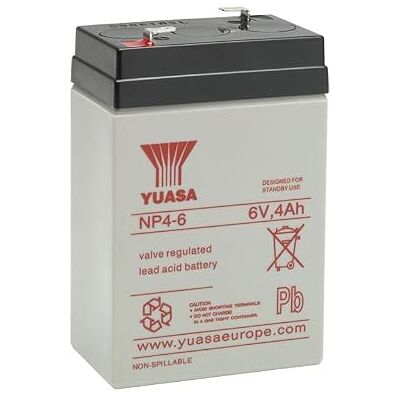 Yuasa Bateria recarregável de chumbo ácido NP4-6 6 V 4Ah, NP4-6, NP4.5-6, 6 V 4,5 Ah Yuasa Bateria recarregável de chumbo ácido NP4-6 6 V 4Ah, NP4-6, NP4.5-6, 6 V 4,5 Ah