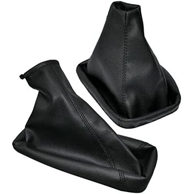 AERZETIX Capa para alavanca de mudanças e travão de mão compatível com Renault Laguna II de 2001 a 2005 cor preta em pele sintética AERZETIX Capa para alavanca de mudanças e travão de mão compatível com Renault Laguna II de 2001 a 2005 cor preta em pele sintética