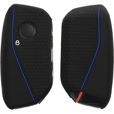 kwmobile Capa compatível com porta-chaves de BMW 4 botões X7 X1 U11 IX iX1 série 7 G07 i7 capa capa para comando de carro de silicone preto / azul kwmobile Capa compatível com porta-chaves de BMW 4 botões X7 X1 U11 IX iX1 série 7 G07 i7 capa capa para comando de carro de silicone preto / azul