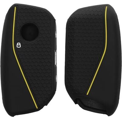 kwmobile Capa compatível com porta-chaves de BMW 4 botões X7 X1 U11 IX ix1 série 7 G07 I7 chave de automóvel capa capa para comando de carro de silicone preto / amarelo kwmobile Capa compatível com porta-chaves de BMW 4 botões X7 X1 U11 IX ix1 série 7 G07 I7 chave de automóvel capa capa para comando de carro de silicone preto / amarelo