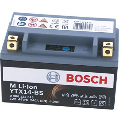 Bosch Bateria de iões lítio para motocicletas 12 V 240A 4 Ah Ion-Lítio equivalente a 12 Ah chumbo Adequada para motocicletas, motas, enduros, scooters, quadros, motas de água Bosch Bateria de iões lítio para motocicletas 12 V 240A 4 Ah Ion-Lítio equivalente a 12 Ah chumbo Adequada para motocicletas, motas, enduros, scooters, quadros, motas de água
