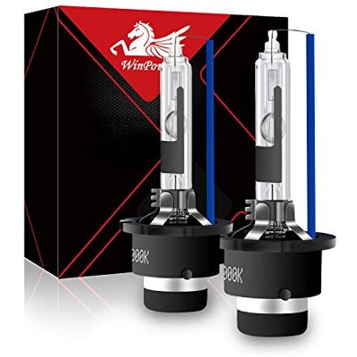 WinPower Xenón HID Bombilla 35W Kit de recambio de lámpara 8000K Hielo Azul Stents metálicos Base 12V Conversión de linterna de coche, 2 Bulbos WinPower Xenón HID Bombilla 35W Kit de recambio de lámpara 8000K Hielo Azul Stents metálicos Base 12V Conversión de linterna de coche, 2 Bulbos
