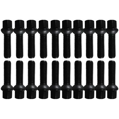 TRACER 20 parafusos de roda preto R14 M14 x 1,5 60 mm, compatível com Volkswagen, Porsche, Audi, Mercedes TRACER 20 parafusos de roda preto R14 M14 x 1,5 60 mm, compatível com Volkswagen, Porsche, Audi, Mercedes
