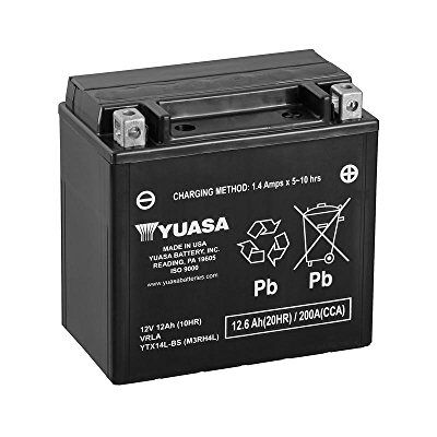 Yuasa YTX14L 12V 200 CCA Bateria Moto VRLA sem manutenção VRLA 12 V, 12,6 Ah, 200 CCA, 4,6 kg, resistente. Vibração e corrosão, motos ideais Yuasa YTX14L 12V 200 CCA Bateria Moto VRLA sem manutenção VRLA 12 V, 12,6 Ah, 200 CCA, 4,6 kg, resistente. Vibração e corrosão, motos ideais