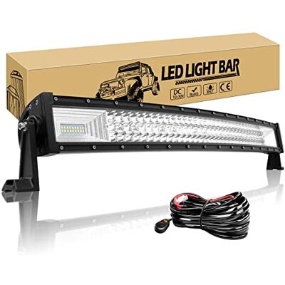 Willpower Barra LED 4 x 4 32 polegadas 405 w barras LED carro curvas 7D IP67 impermeável Tri-fila farol Led holofotes 12 V 24 V 6000k barras de luz LED para trator SUV ATV UTV Off-road com arnês de Con Cableado, Largo Alcance , IP67 Impermeable, 6000K Willpower Barra LED 4 x 4 32 polegadas 405 w barras LED carro curvas 7D IP67 impermeável Tri-fila farol Led holofotes 12 V 24 V 6000k barras de luz LED para trator SUV ATV UTV Off-road com arnês de Con Cableado, Largo Alcance , IP67 Impermeable, 6000K