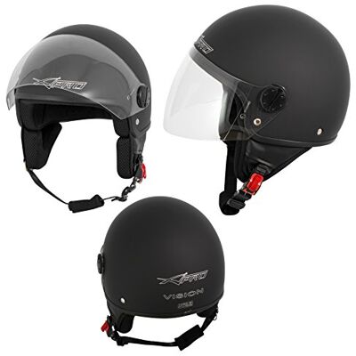 A-pro Demi Jet Capacete de Moto para Scooter Urbano Homologado ECE 22 Visor Preto Fosco M A-pro Demi Jet Capacete de Moto para Scooter Urbano Homologado ECE 22 Visor Preto Fosco M