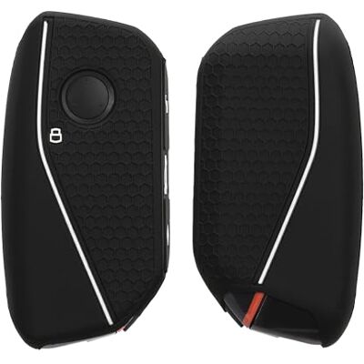 kwmobile Capa compatível com porta-chaves de BMW 4 botões X7 X1 U11 IX iX1 série 7 G07 i7 capa capa para comando de carro de silicone preto / branco kwmobile Capa compatível com porta-chaves de BMW 4 botões X7 X1 U11 IX iX1 série 7 G07 i7 capa capa para comando de carro de silicone preto / branco