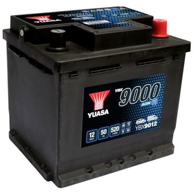 Yuasa YBX9012 12V 50Ah 520 CCA Batería Coche AGM Start Stop Tecnología AGM Start Stop Plus, Alta Durabilidad Cíclica, Carga Dinámica, Antiderrames Yuasa YBX9012 12V 50Ah 520 CCA Batería Coche AGM Start Stop Tecnología AGM Start Stop Plus, Alta Durabilidad Cíclica, Carga Dinámica, Antiderrames