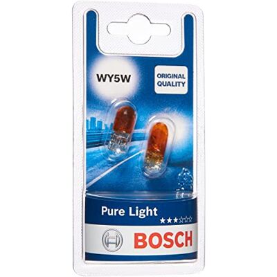 Bosch WY5W Pure Light, lâmpadas haloggenas para farol dianteiro, 12 V 5 W, qualidade original substituição de luz para carro, embalagem de 2 lâmpadas Bosch WY5W Pure Light, lâmpadas haloggenas para farol dianteiro, 12 V 5 W, qualidade original substituição de luz para carro, embalagem de 2 lâmpadas