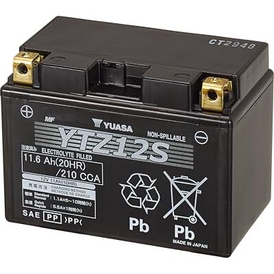 Yuasa YTZ12S 12V 210 CCA Batería Moto AGM Sin Mantenimiento Bateria VRLA 12 V, 11,6 Ah, design compacto, antiderrapante, 3,7 kg Yuasa YTZ12S 12V 210 CCA Batería Moto AGM Sin Mantenimiento Bateria VRLA 12 V, 11,6 Ah, design compacto, antiderrapante, 3,7 kg