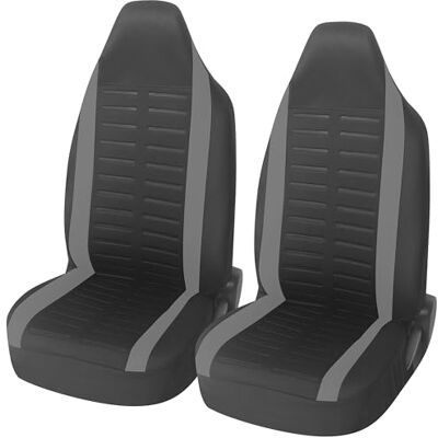 Upgrade4cars Capas para assentos dianteiros de carro com apoio de cabeça incorporado, universais, preto e cinza Cobre universal Protetor de assento dianteiro para motorista e copiloto Apto para la mayoría de coches lavable a 30 grados transpirab Upgrade4cars Capas para assentos dianteiros de carro com apoio de cabeça incorporado, universais, preto e cinza Cobre universal Protetor de assento dianteiro para motorista e copiloto Apto para la mayoría de coches lavable a 30 grados transpirab