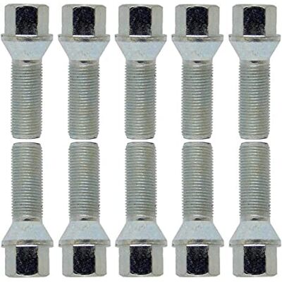TRACER 10 parafusos de roda para parafusos de roda, bucha cônica, prateado M12 x 1,5 45 mm TRACER 10 parafusos de roda para parafusos de roda, bucha cônica, prateado M12 x 1,5 45 mm