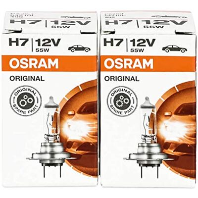 OSRAM ORIGINAL LONGLIFE H7, lâmpada halógena para faróis dianteiros, 55 W, PX26d, pacote de 2 OSRAM ORIGINAL LONGLIFE H7, lâmpada halógena para faróis dianteiros, 55 W, PX26d, pacote de 2