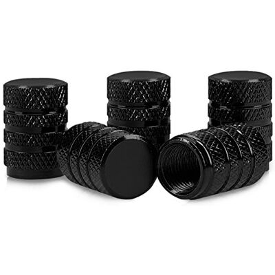 kwmobile Conjunto de tampas compatível com válvulas tampas de metal para válvula de pneus de carro e bicicleta em preto kwmobile Conjunto de tampas compatível com válvulas tampas de metal para válvula de pneus de carro e bicicleta em preto