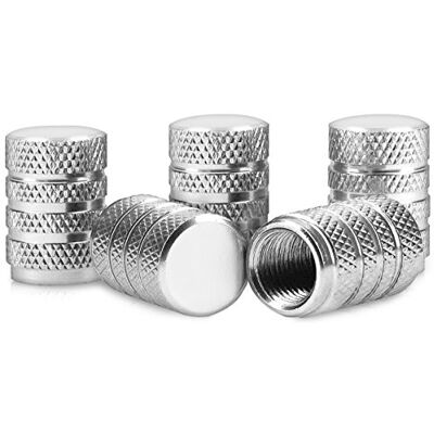 kwmobile Conjunto de tampas compatível com válvulas tampas de metal para válvula de pneus de carro e bicicleta em prata kwmobile Conjunto de tampas compatível com válvulas tampas de metal para válvula de pneus de carro e bicicleta em prata