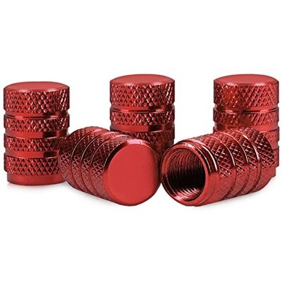 kwmobile Conjunto de tampas compatível com válvulas tampas de metal para válvula de pneus de carro e bicicleta em vermelho kwmobile Conjunto de tampas compatível com válvulas tampas de metal para válvula de pneus de carro e bicicleta em vermelho