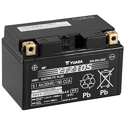 Yuasa Batería YTZ10S precargada compatible con Yamaha MT-09 MT09 Tracer XSR 900 Yuasa Batería YTZ10S precargada compatible con Yamaha MT-09 MT09 Tracer XSR 900